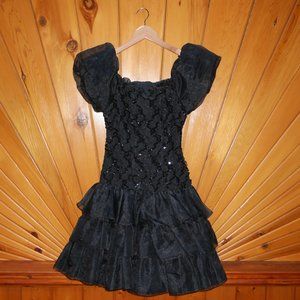 Vintage 80's Sequined Tulle Prom Dress